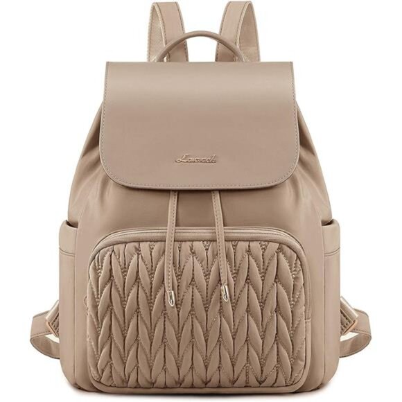 Mini Backpack With Anti-theft Pocket Khaki - Picture 1 of 5